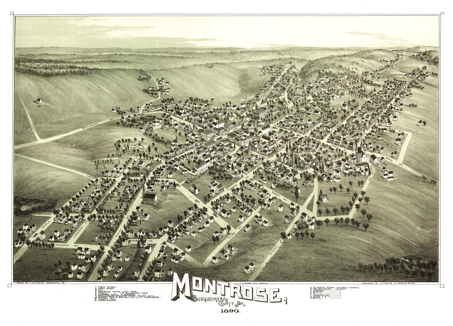 Vintage Map of Montrose, Pennsylvania 1890