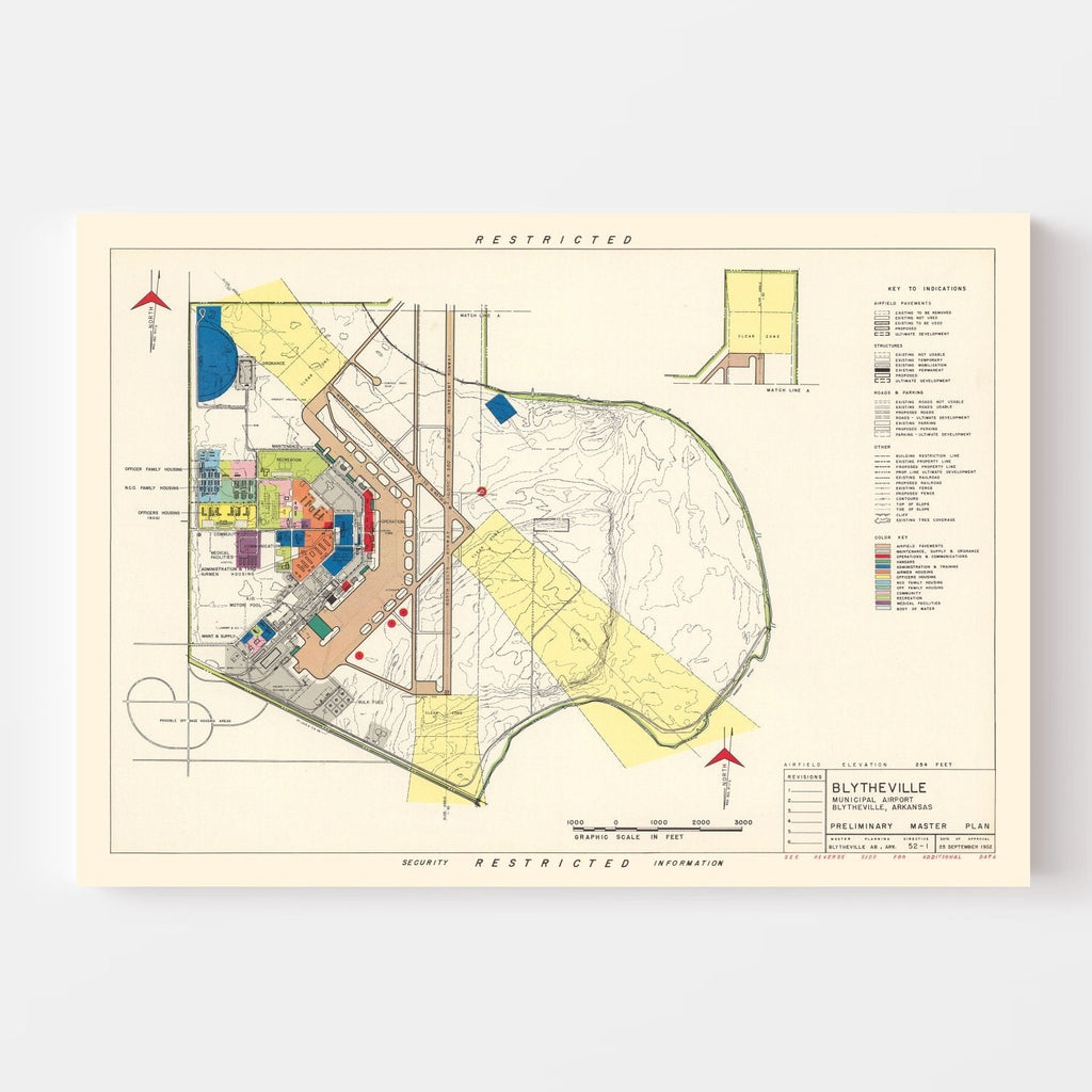 Vintage Map of Blytheville Municipal Airport, 1952