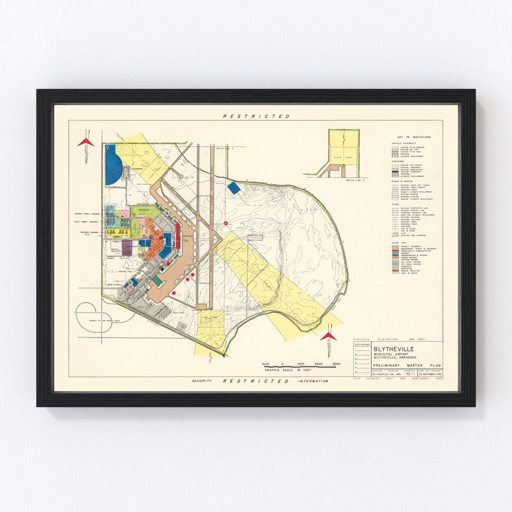 Vintage Map of Blytheville Municipal Airport, 1952