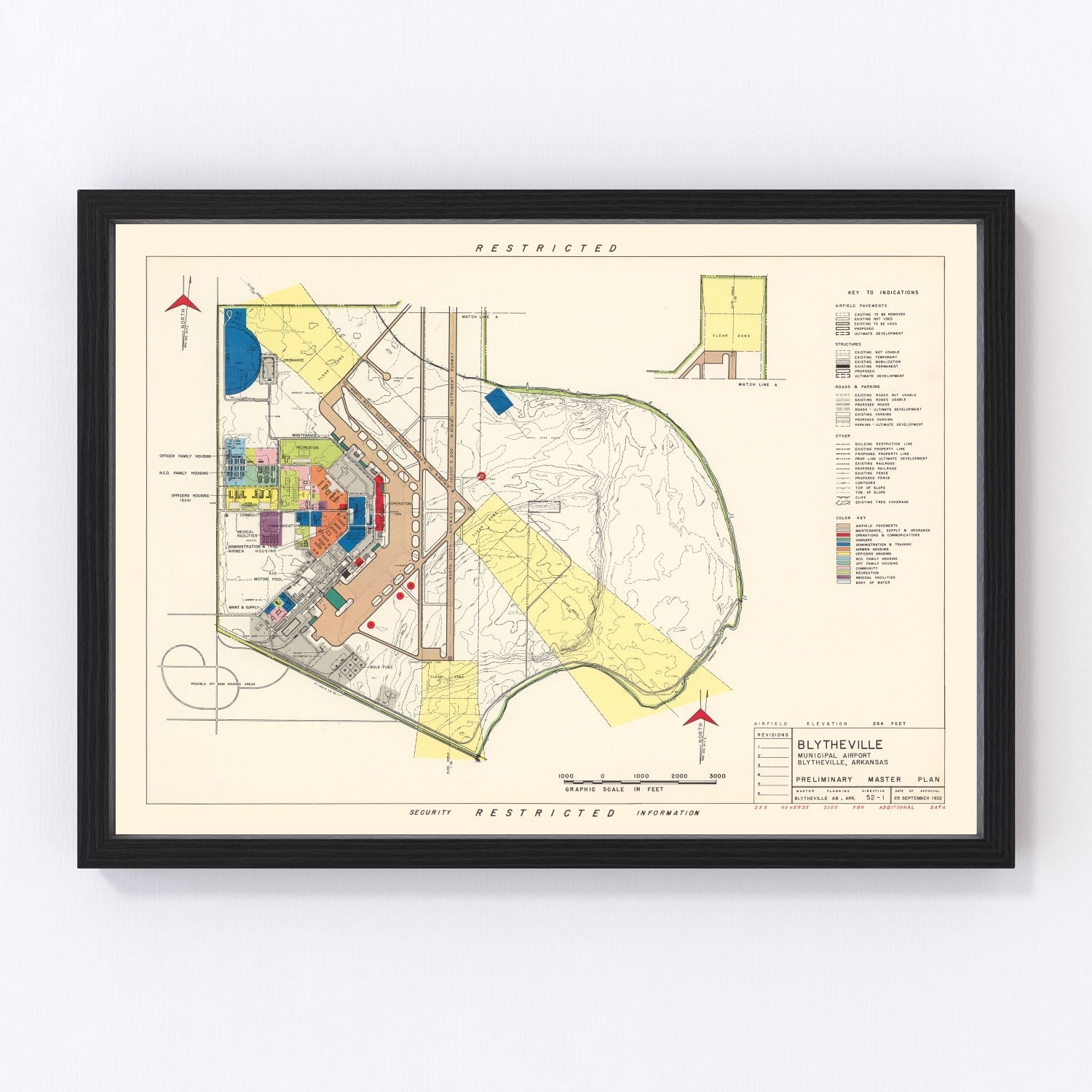Vintage Map of Blytheville Municipal Airport, 1952