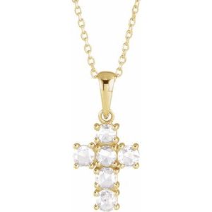 14K Yellow Gold 3/8 CTW Rose-Cut Natural Diamond Cross 16-18" Necklace