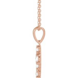 14K Rose Gold 3/8 CTW Rose-Cut Natural Diamond Cross 16-18" Necklace