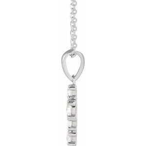 Platinum 3/8 CTW Rose-Cut Natural Diamond Cross 16-18" Necklace