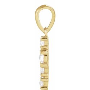 14K Yellow Gold 3/8 CTW Rose-Cut Natural Diamond Cross Pendant