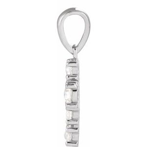 14K White Gold 3/8 CTW Rose-Cut Natural Diamond Cross Pendant