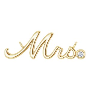 14K Yellow Gold .015 CT Natural Diamond Mrs Necklace Center