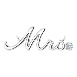Platinum .015 CT Natural Diamond Mrs Necklace Center