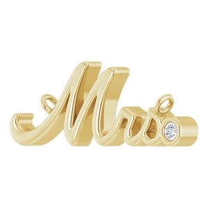 14K Yellow Gold .015 CT Natural Diamond Mrs Necklace Center