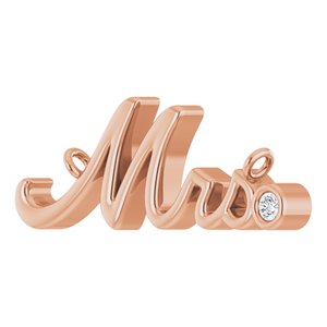 14K Rose Gold .015 CT Natural Diamond Mrs Necklace Center