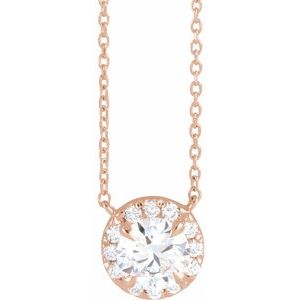 14K Rose Gold 1 CTW Lab-Grown Diamond French-Set 16-18" Necklace