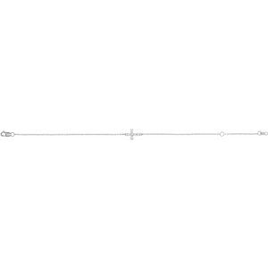 Sterling Silver 1/8 CTW Rose-Cut Natural Diamond Sideways Cross 6 1/2-7 1/2" Bracelet – image 2
