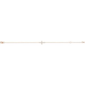 14K Rose Gold 1/8 CTW Rose-Cut Natural Diamond Sideways Cross 6 1/2-7 1/2" Bracelet – image 2