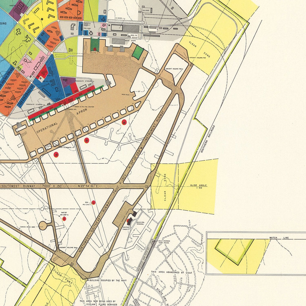 Vintage Map of Charleston Municipal Airport, 1952
