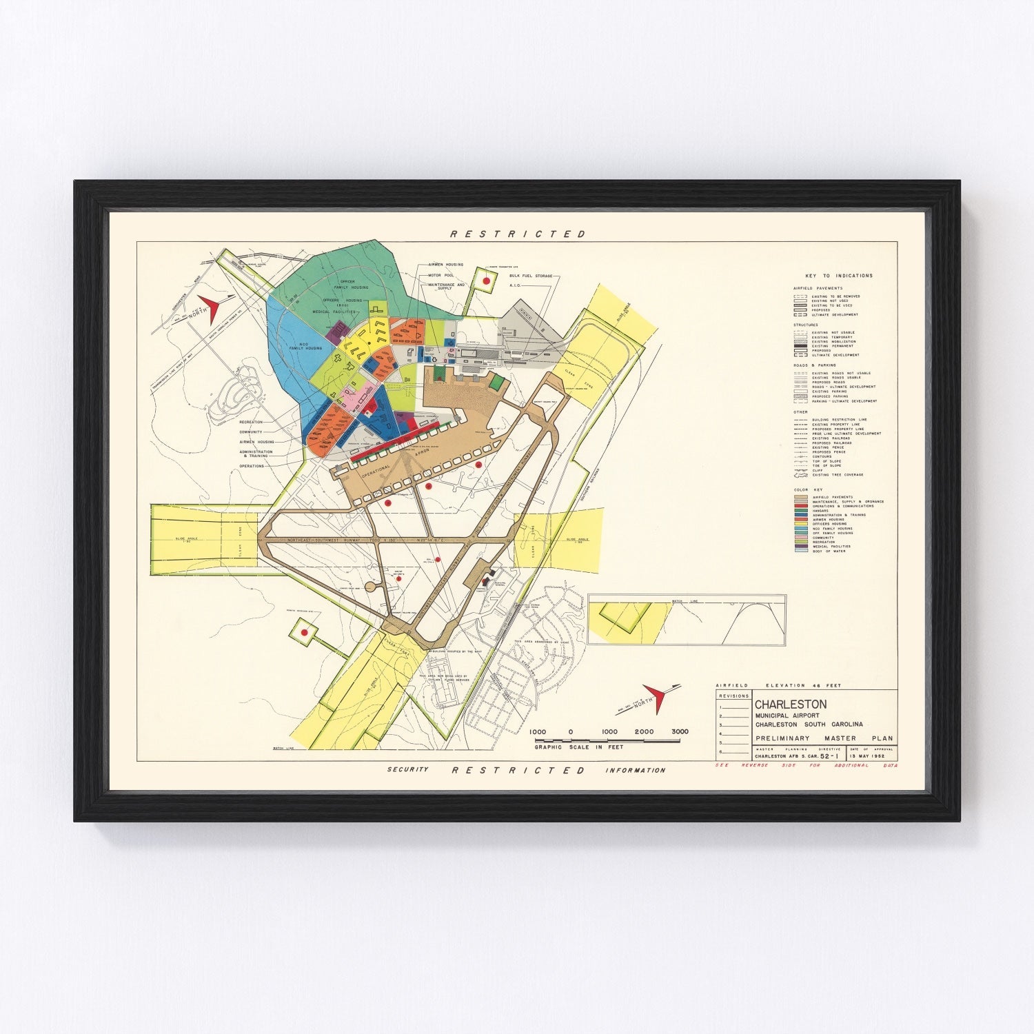 Vintage Map of Charleston Municipal Airport, 1952