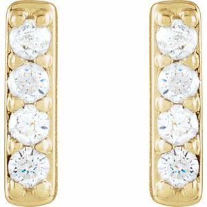 14K Yellow Gold 1/8 CTW Natural Diamond Bar Earrings – image 2