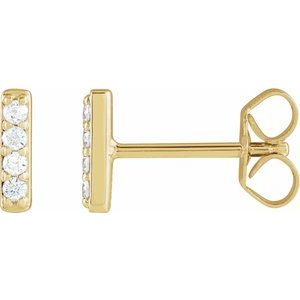 14K Yellow Gold 1/8 CTW Natural Diamond Bar Earrings