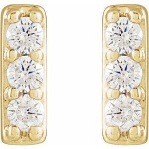 14K Yellow Gold 1/10 CTW Natural Diamond Bar Earrings – image 2