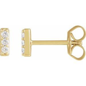 14K Yellow Gold 1/10 CTW Natural Diamond Bar Earrings