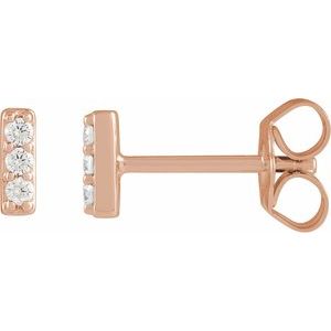14K Rose Gold 1/10 CTW Natural Diamond Bar Earrings