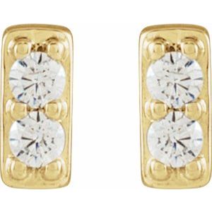 14K Yellow Gold .06 CTW Natural Diamond Bar Earrings – image 2