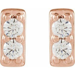 14K Rose Gold .06 CTW Natural Diamond Bar Earrings – image 2