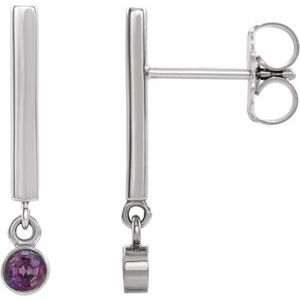 Sterling Silver Natural Alexandrite Bar Earrings