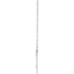 Sterling Silver .015 CT Natural Diamond Heart & Cross 18" Necklace