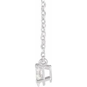 Sterling Silver 1/5 CT Natural Diamond Solitaire 16-18" Necklace
