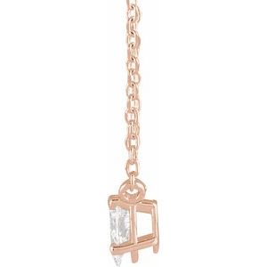 14K Rose Gold 1/5 CT Natural Diamond Solitaire 16-18" Necklace