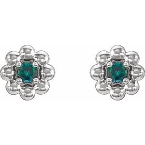Sterling Silver Natural Alexandrite Petite Flower Beaded Earrings – image 2