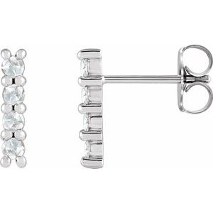 14K White Gold 1/6 CTW Rose-Cut Natural Diamond Bar Earrings