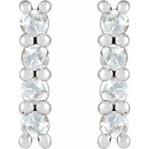 Platinum 1/6 CTW Rose-Cut Natural Diamond Bar Earrings – image 2