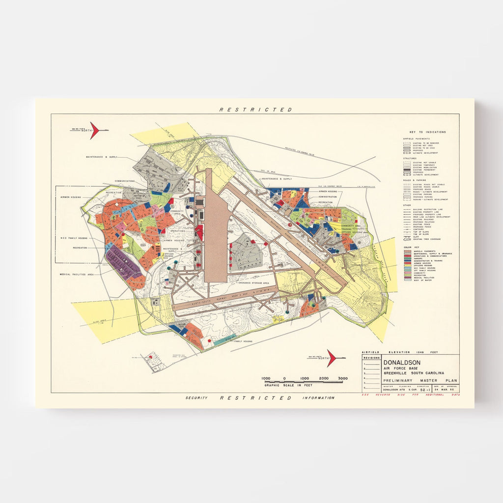 Vintage Map of Donaldson Air Force Base, 1952
