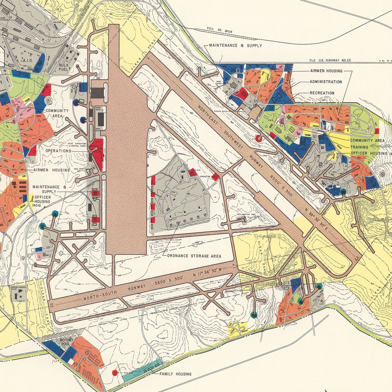 Vintage Map of Donaldson Air Force Base, 1952