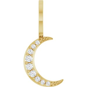 14K Yellow Gold Accented Crescent Moon Charm/Pendant Mounting