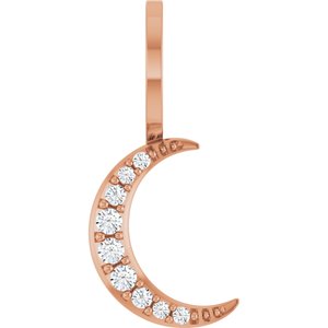 14K Rose Gold Accented Crescent Moon Charm/Pendant Mounting