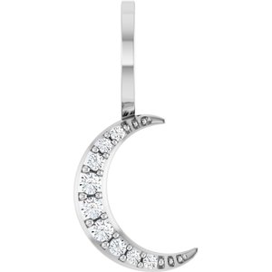 18K White Gold Accented Crescent Moon Charm/Pendant Mounting