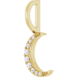 14K Yellow Gold Accented Crescent Moon Charm/Pendant Mounting – image 3