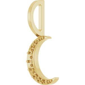 18K Yellow Gold Accented Crescent Moon Charm/Pendant Mounting – image 4