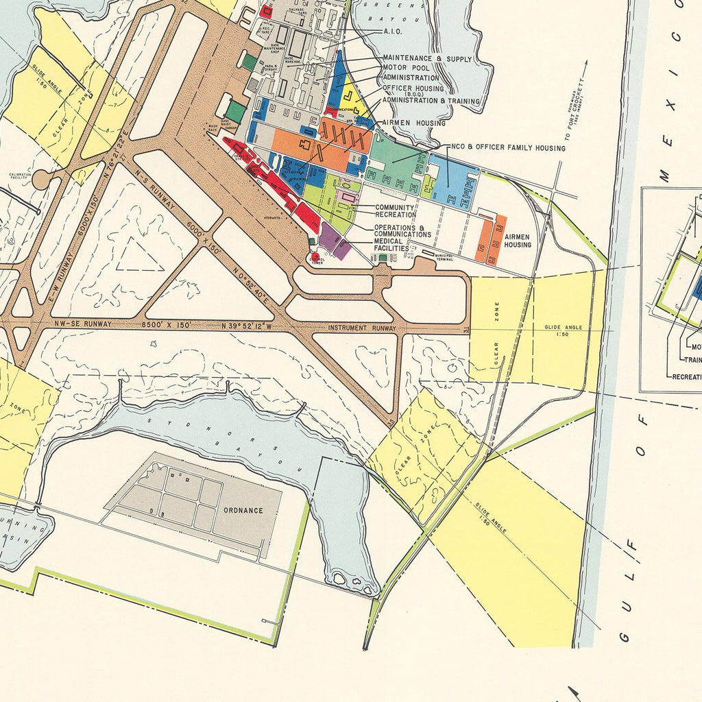Vintage Map of Galveston Air Force Base, 1952