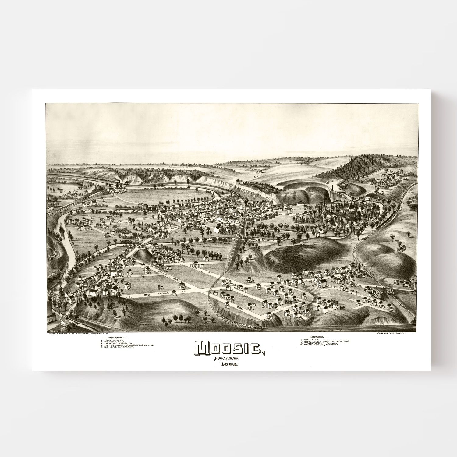 Vintage Map of Moosic, Pennsylvania 1892