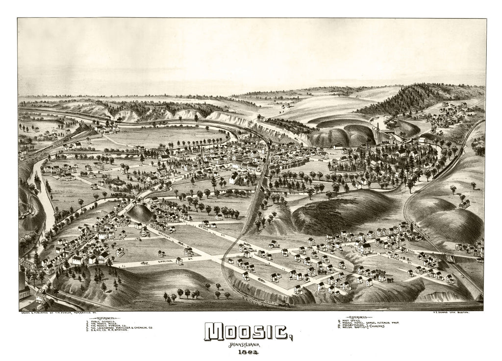 Vintage Map of Moosic, Pennsylvania 1892