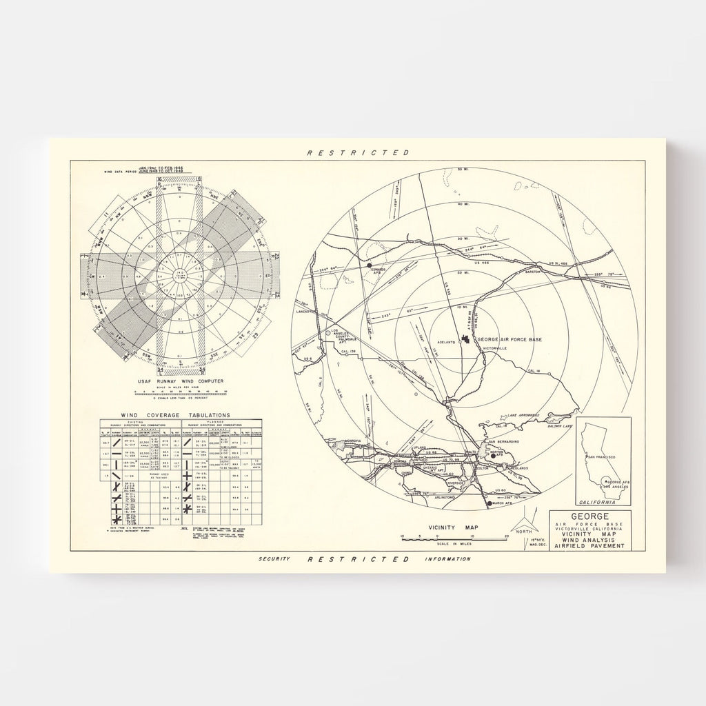 Vintage Map of the George Air Force Base Vicinity, 1952