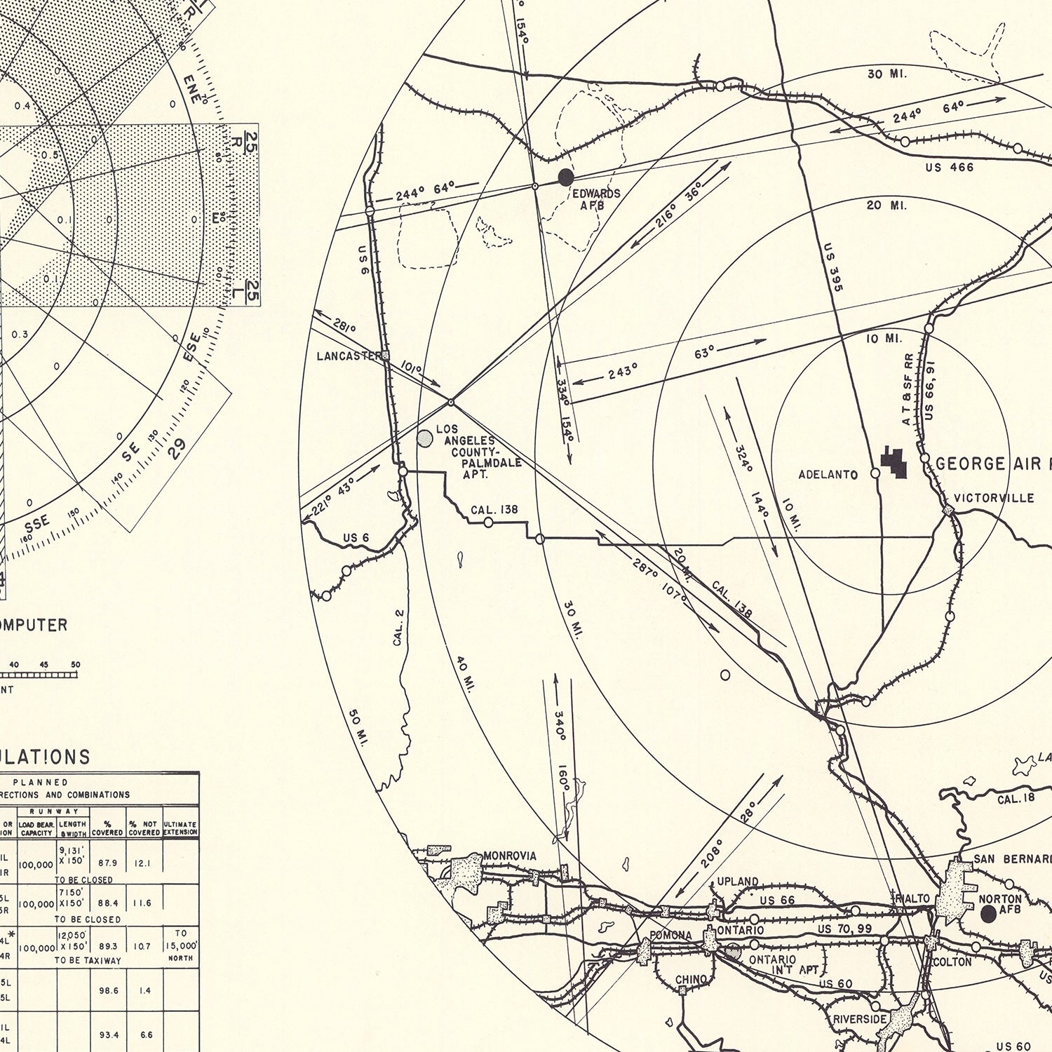 Vintage Map of the George Air Force Base Vicinity, 1952