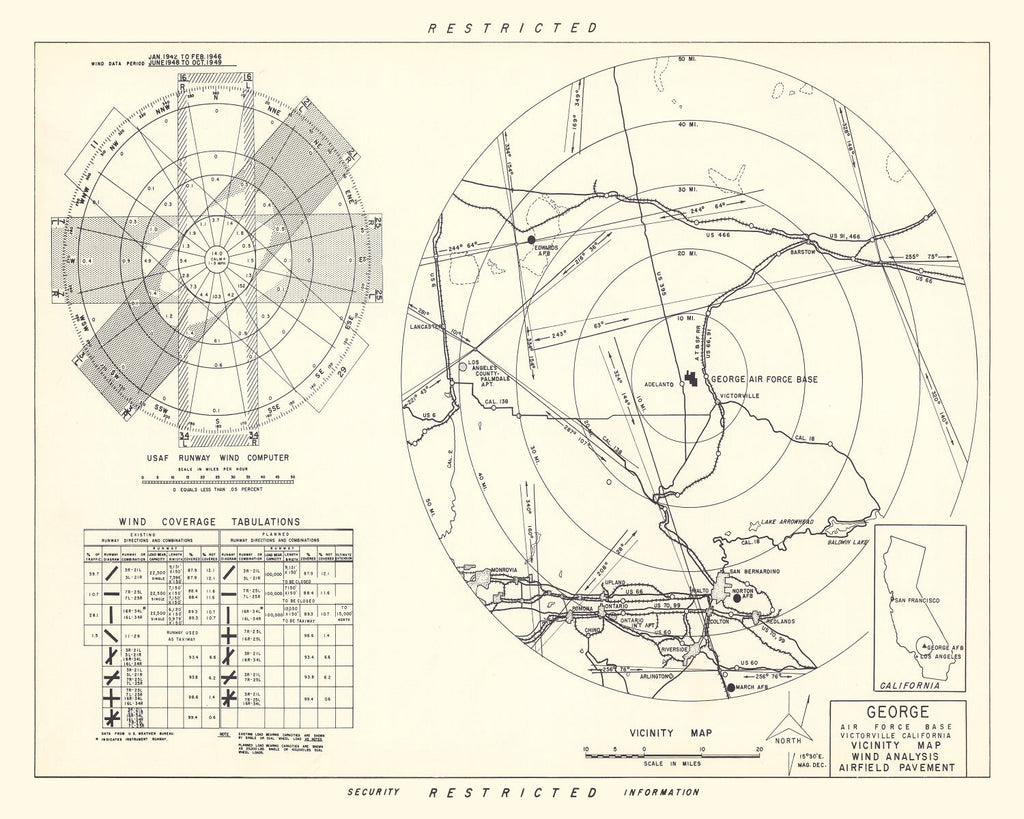 Vintage Map of the George Air Force Base Vicinity, 1952