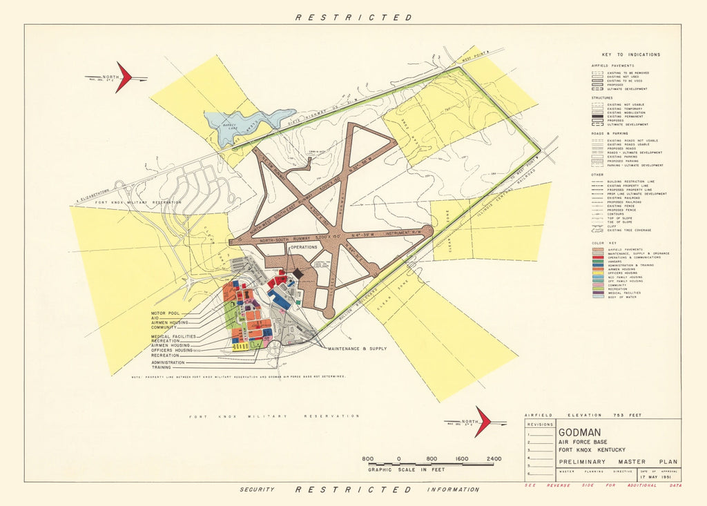 Vintage Map of Godman Air Force Base, 1951