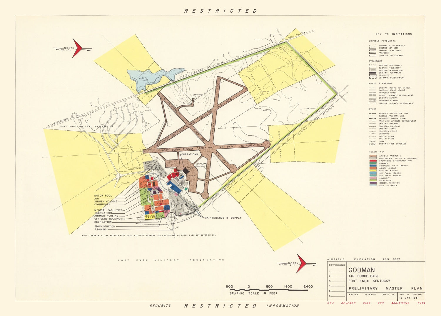 Vintage Map of Godman Air Force Base, 1951