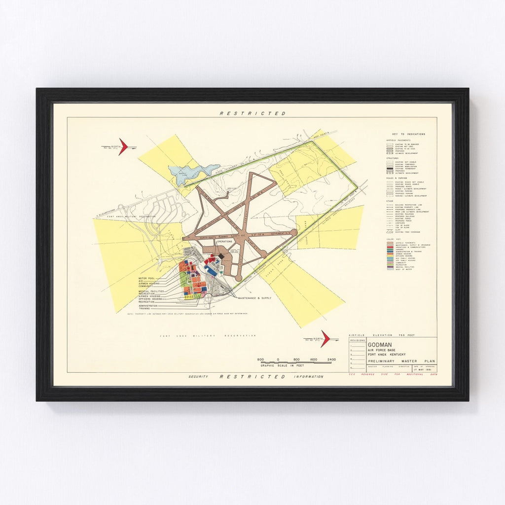 Vintage Map of Godman Air Force Base, 1951