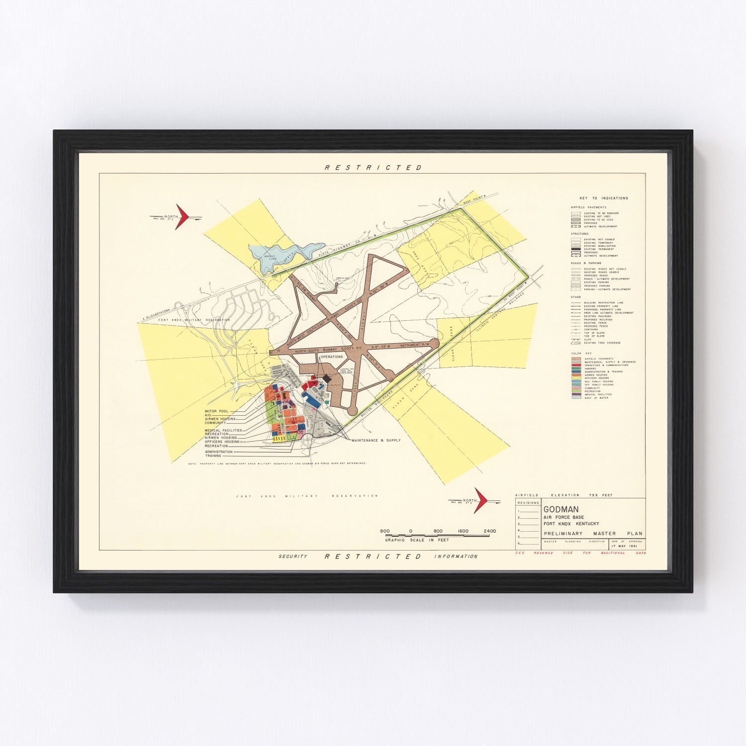 Vintage Map of Godman Air Force Base, 1951