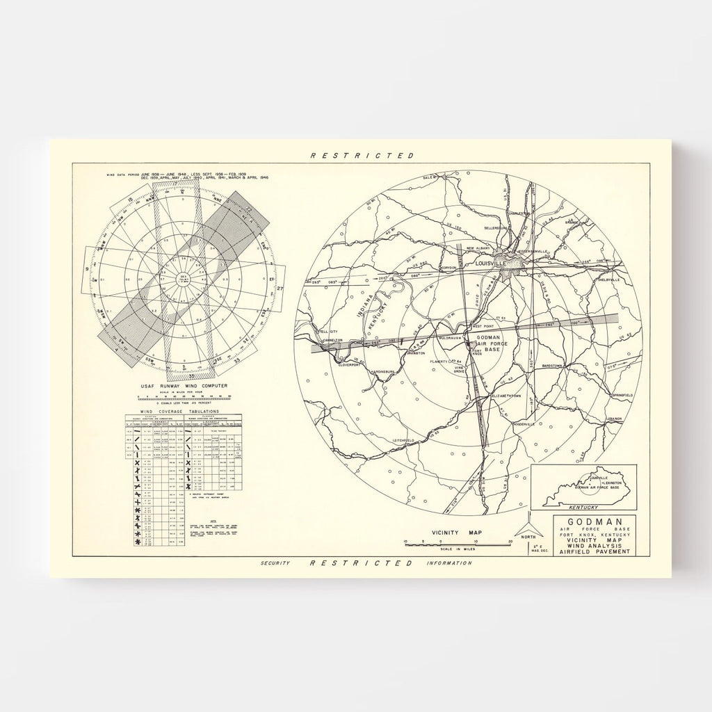 Vintage Map of the Godman Air Force Base Vicinity, 1951